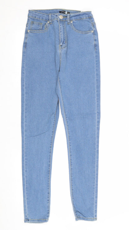 Boohoo Womens Blue Cotton Skinny Jeans Size 6 Regular Zip