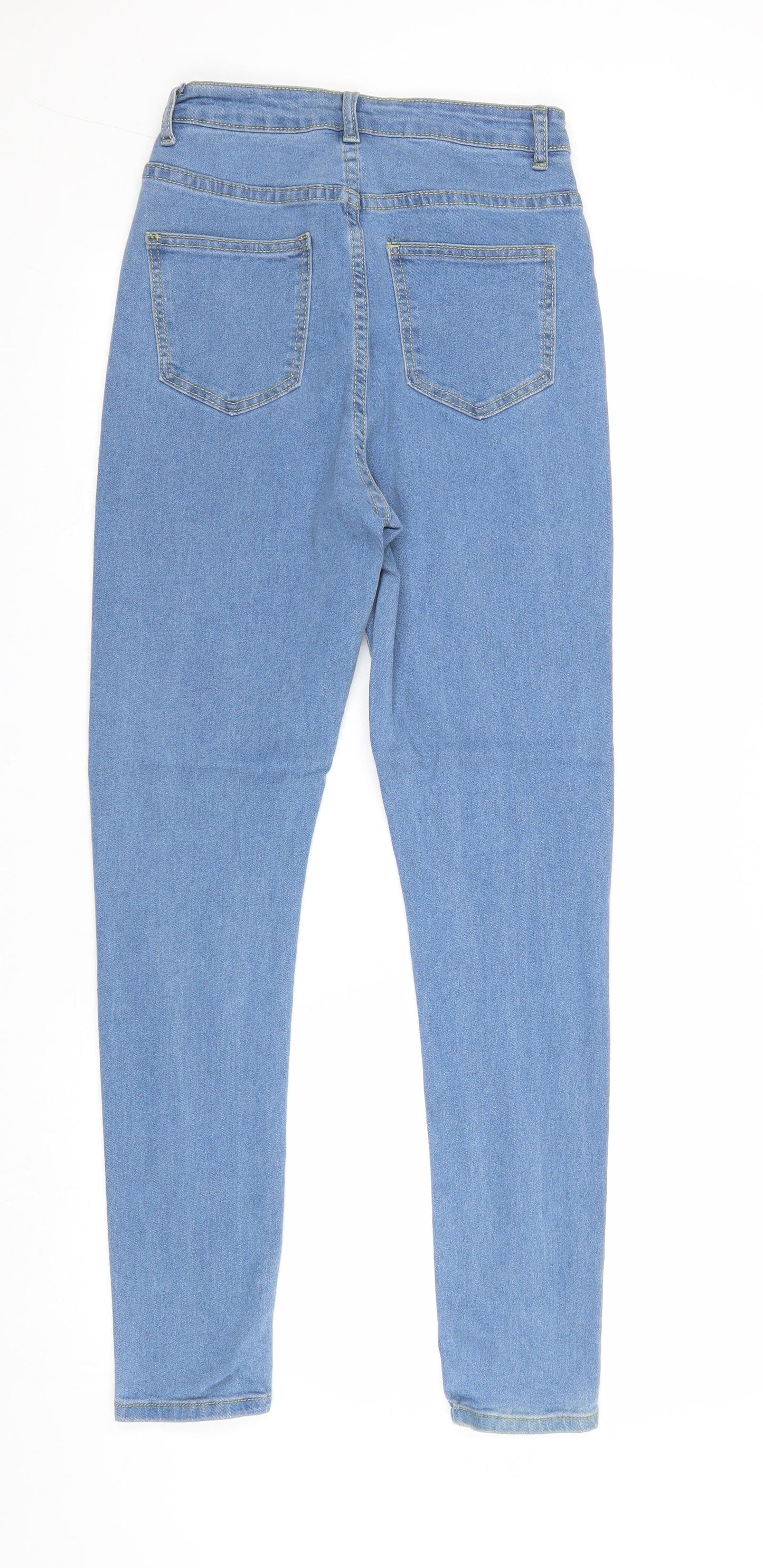 Boohoo Womens Blue Cotton Skinny Jeans Size 6 Regular Zip