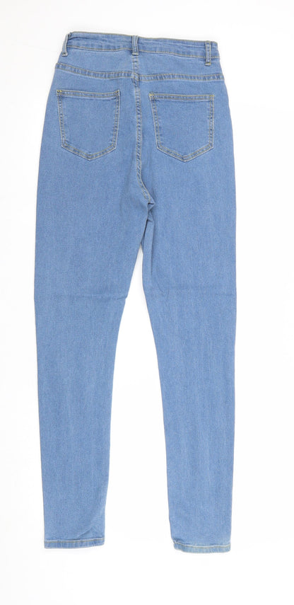 Boohoo Womens Blue Cotton Skinny Jeans Size 6 Regular Zip