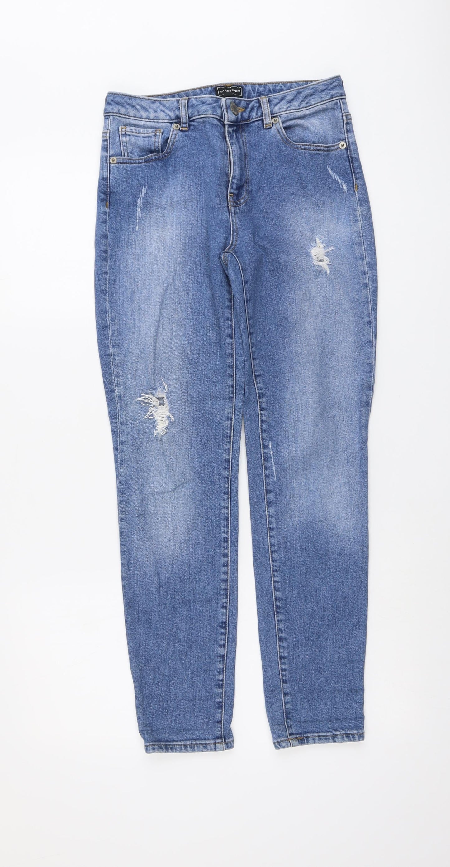 Womens UK Size 8 Warehouse Regular Fit Straight Blue Jeans