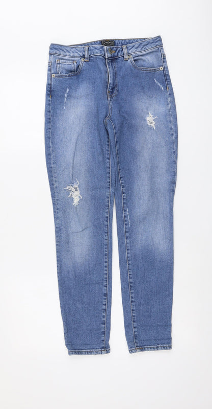 Womens UK Size 8 Warehouse Regular Fit Straight Blue Jeans