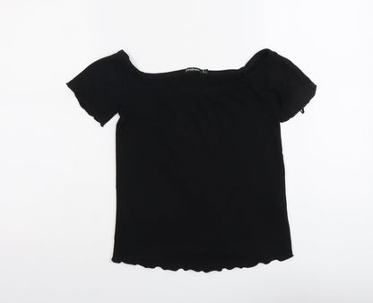 Womens UK Size L Stradivarius Black Basic T-Shirt