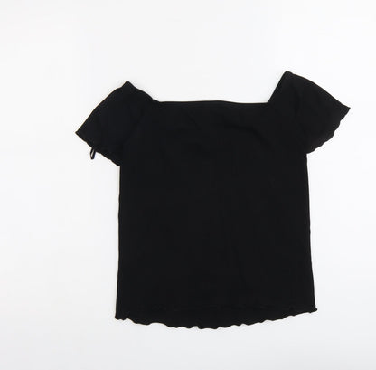 Womens UK Size L Stradivarius Black Basic T-Shirt