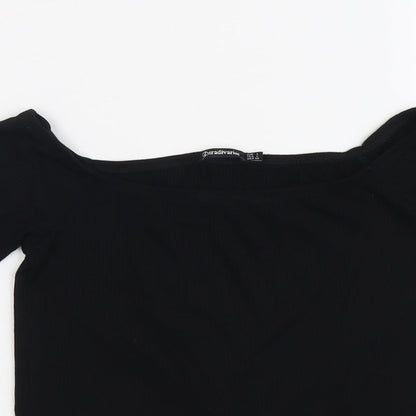 Womens UK Size L Stradivarius Black Basic T-Shirt