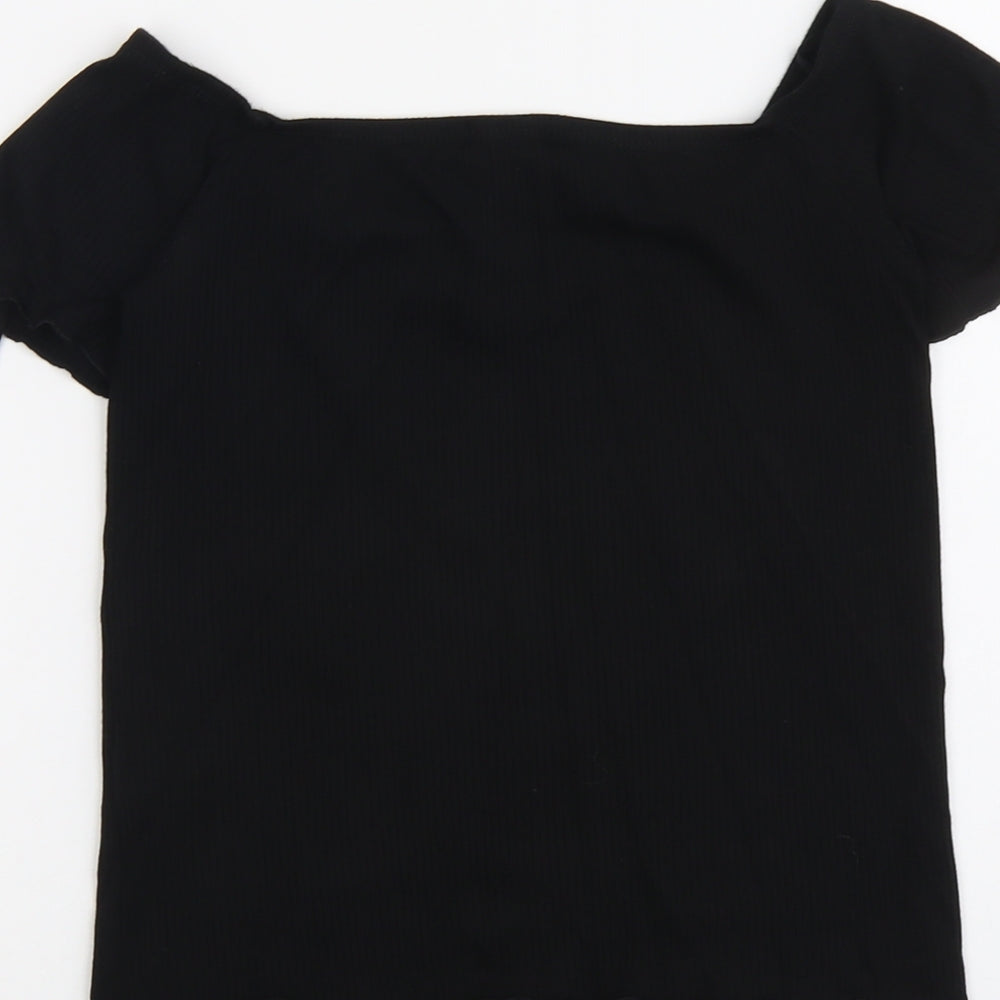 Womens UK Size L Stradivarius Black Basic T-Shirt