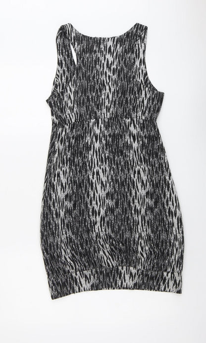 Atmosphere Womens Black Geometric Polyester Shift Size 8 Round Neck Pullover