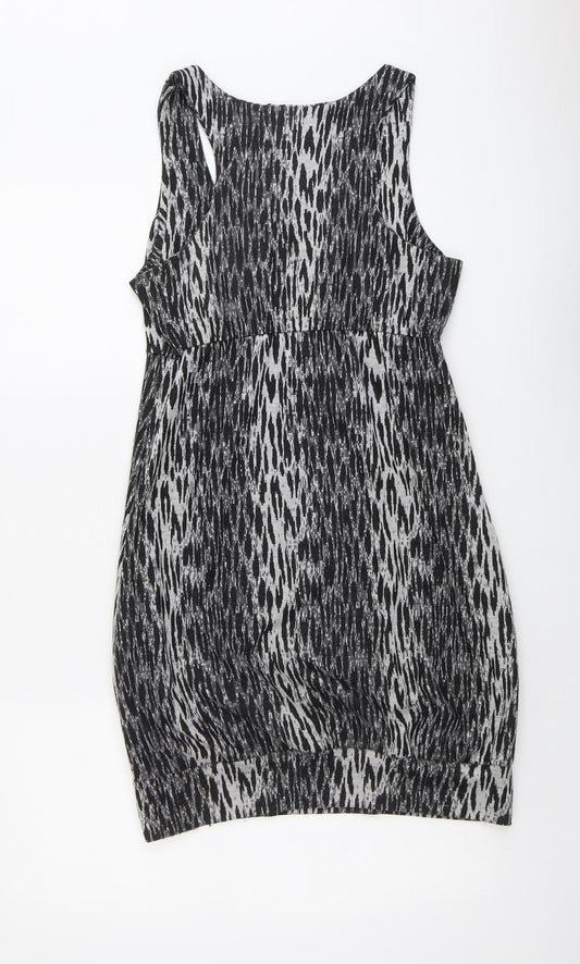 Atmosphere Womens Black Geometric Polyester Shift Size 8 Round Neck Pullover