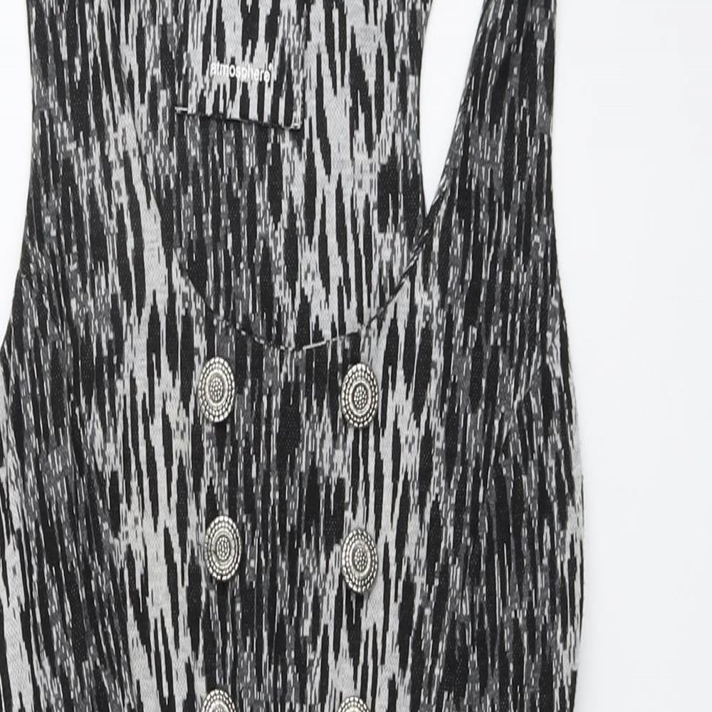 Atmosphere Womens Black Geometric Polyester Shift Size 8 Round Neck Pullover