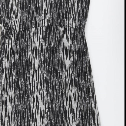 Atmosphere Womens Black Geometric Polyester Shift Size 8 Round Neck Pullover