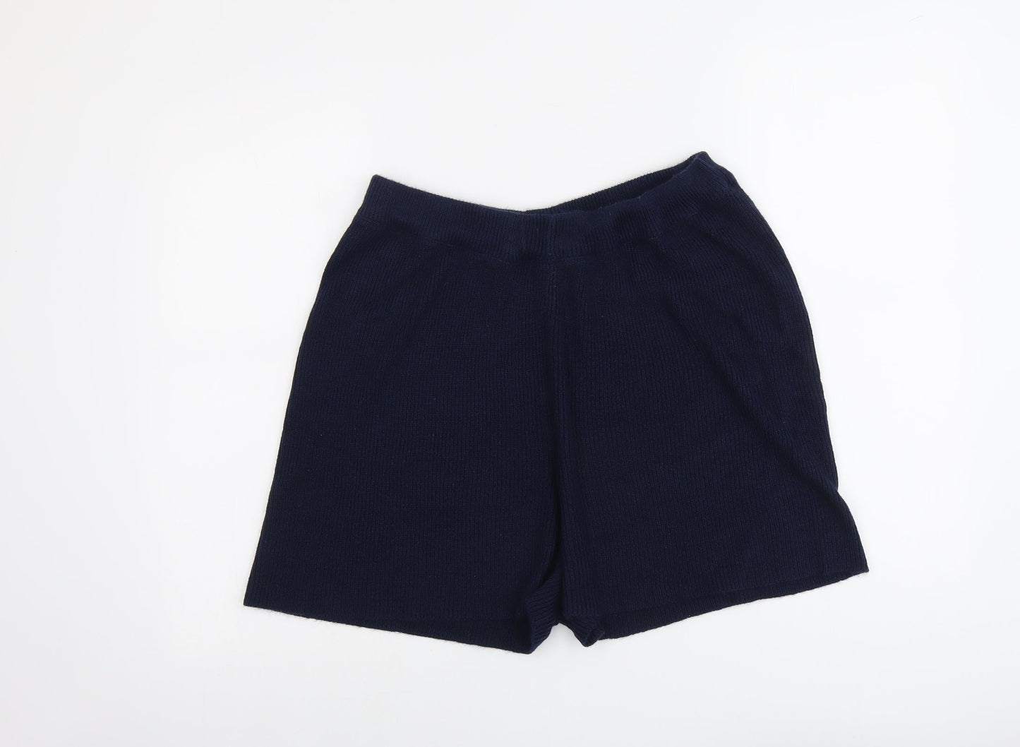 Boohoo Womens Blue Acrylic Hot Pants Shorts Size M L3 in Regular Pull On