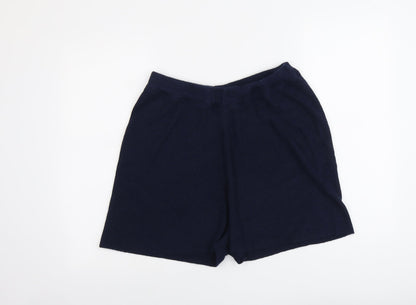Boohoo Womens Blue Acrylic Hot Pants Shorts Size M L3 in Regular Pull On
