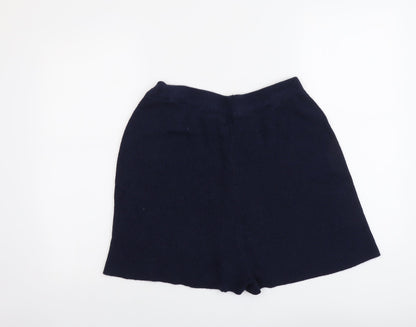 Boohoo Womens Blue Acrylic Hot Pants Shorts Size M L3 in Regular Pull On
