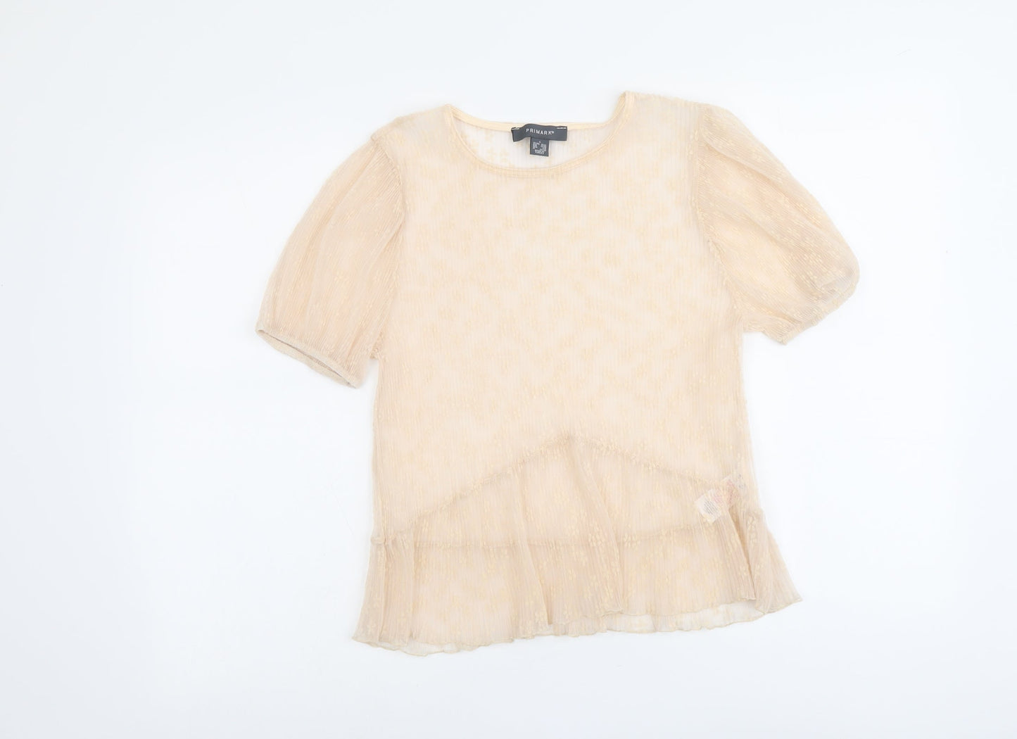 Primark Womens Pink Geometric Polyester Basic Blouse Size S Round Neck