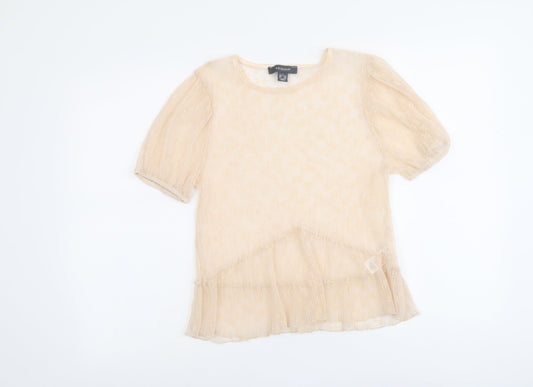 Primark Womens Pink Geometric Polyester Basic Blouse Size S Round Neck