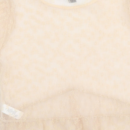 Primark Womens Pink Geometric Polyester Basic Blouse Size S Round Neck