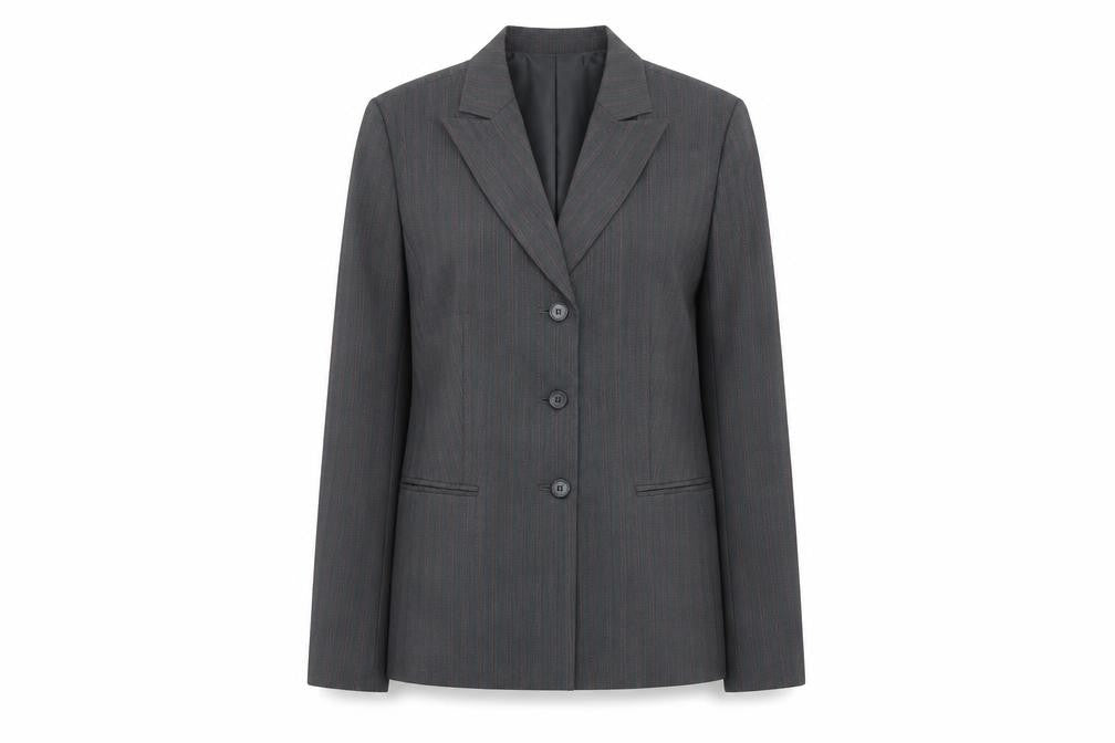 Laura Lebek Womens Grey Striped Polyester Jacket Suit Jacket Size 12