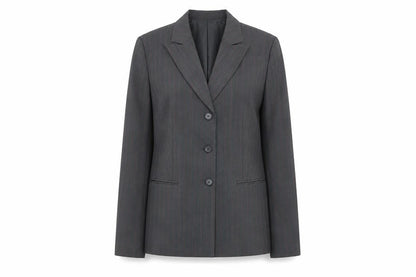 Laura Lebek Womens Grey Striped Polyester Jacket Suit Jacket Size 12