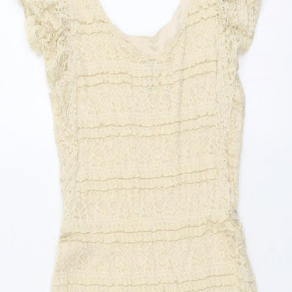 H&M Womens Beige Polyamide Shift Size 8 Round Neck Pullover