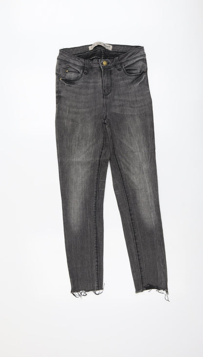 Denim & Co. Womens Grey Cotton Skinny Jeans Size 8 L25 in Regular Button