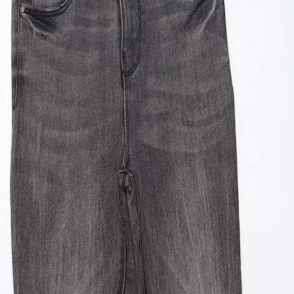 Denim & Co. Womens Grey Cotton Skinny Jeans Size 8 L25 in Regular Button