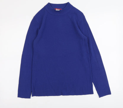 Couleurs & Prix Womens Blue Round Neck Acrylic Pullover Jumper Size 10