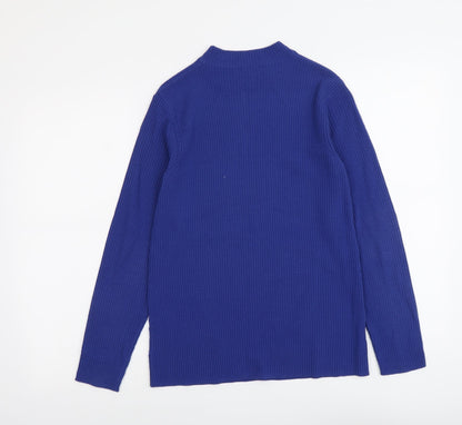 Couleurs & Prix Womens Blue Round Neck Acrylic Pullover Jumper Size 10