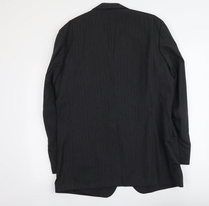 St Michael Mens Grey Striped Polyester Jacket Suit Jacket Size L Regular