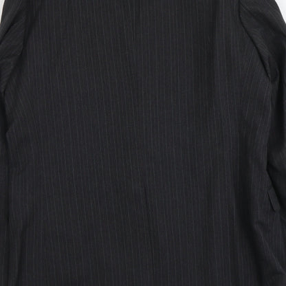 St Michael Mens Grey Striped Polyester Jacket Suit Jacket Size L Regular