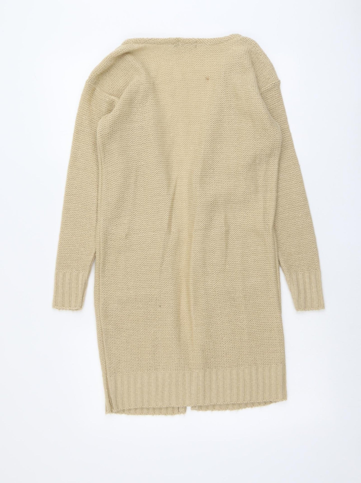 Boohoo Womens Beige V-Neck Acrylic Cardigan Jumper Size S