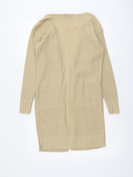 Boohoo Womens Beige V-Neck Acrylic Cardigan Jumper Size S