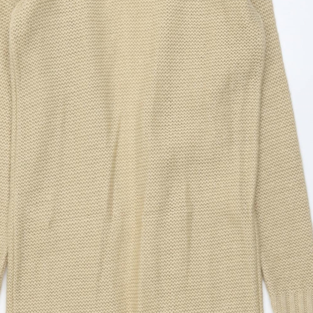 Boohoo Womens Beige V-Neck Acrylic Cardigan Jumper Size S