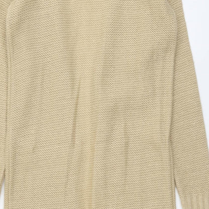 Boohoo Womens Beige V-Neck Acrylic Cardigan Jumper Size S
