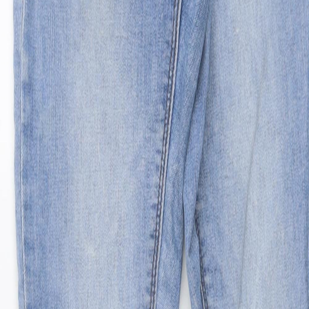 Denim & Co. Womens Blue Cotton Straight Jeans Size 6 L28 in Regular Button