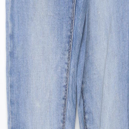 Denim & Co. Womens Blue Cotton Straight Jeans Size 6 L28 in Regular Button