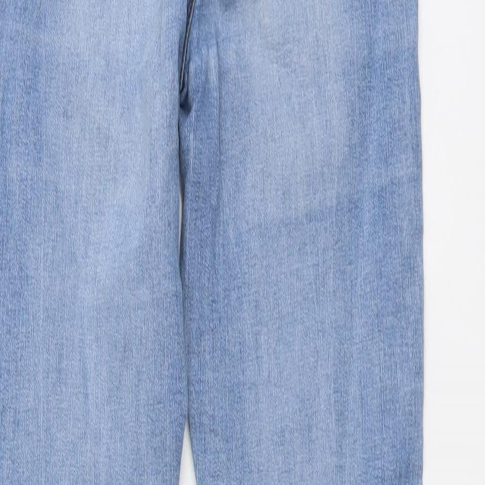 Denim & Co. Womens Blue Cotton Straight Jeans Size 6 L28 in Regular Button