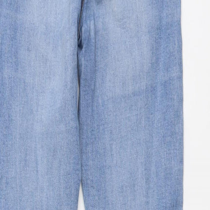 Denim & Co. Womens Blue Cotton Straight Jeans Size 6 L28 in Regular Button