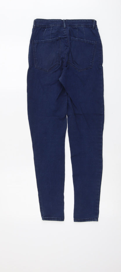 Zara Womens Blue Cotton Skinny Jeans Size 8 L28 in Regular Button