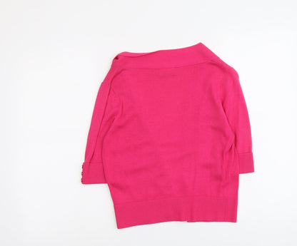 Wallis Womens Pink V-Neck Viscose Cardigan Jumper Size S