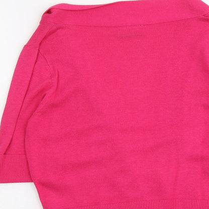 Wallis Womens Pink V-Neck Viscose Cardigan Jumper Size S