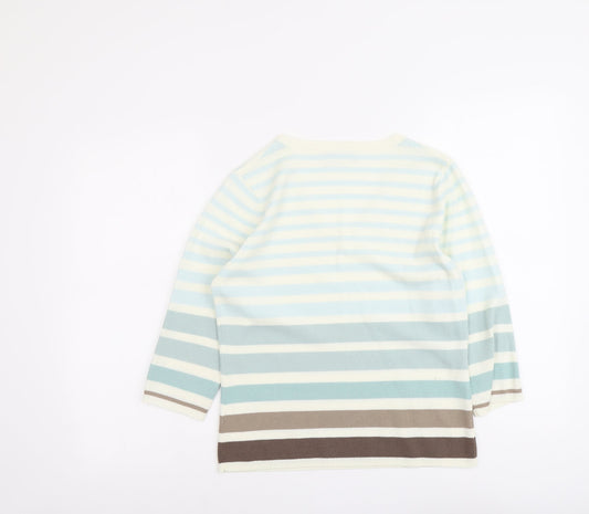 BHS Womens Multicoloured V-Neck Striped Acrylic Pullover Jumper Size 10