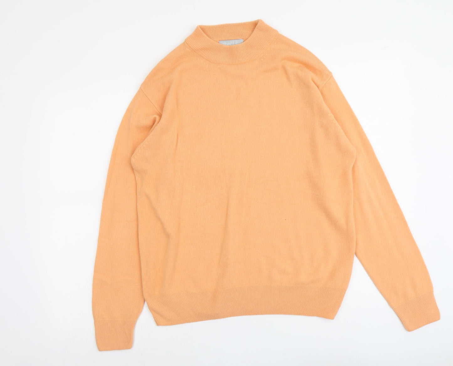 Belle Womens Orange Round Neck Acrylic Pullover Jumper Size L