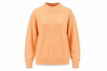 Belle Womens Orange Round Neck Acrylic Pullover Jumper Size L
