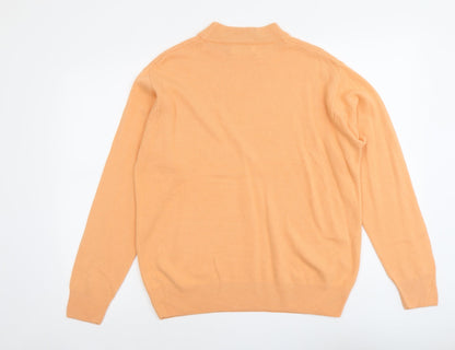 Belle Womens Orange Round Neck Acrylic Pullover Jumper Size L