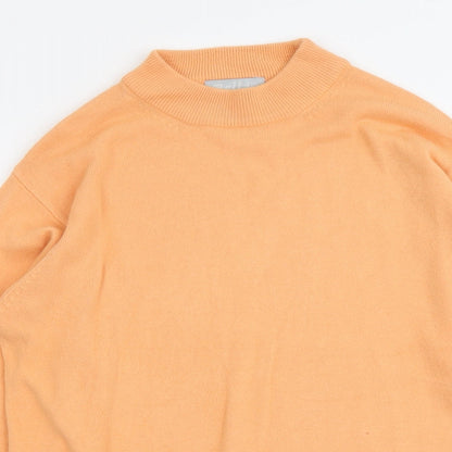 Belle Womens Orange Round Neck Acrylic Pullover Jumper Size L