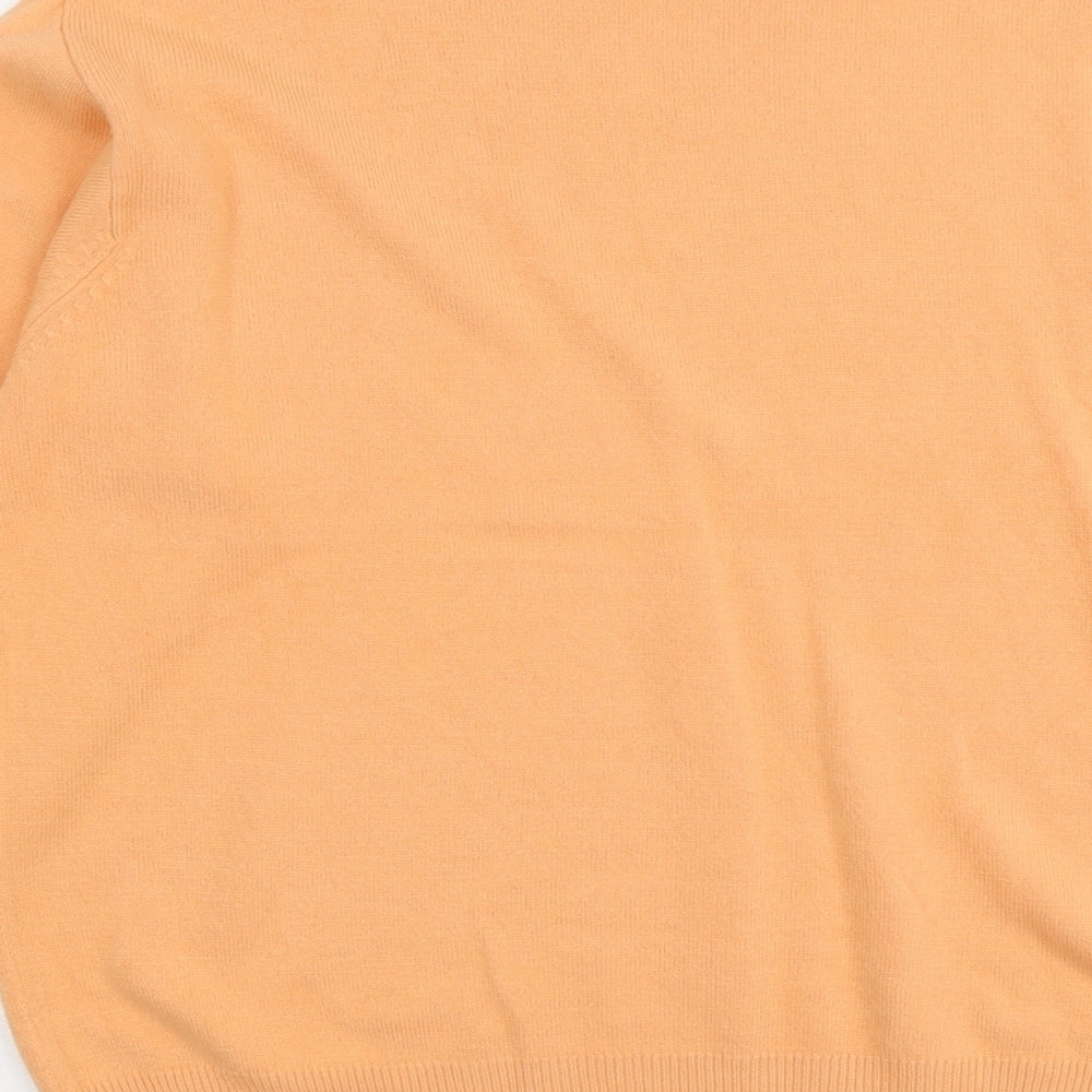 Belle Womens Orange Round Neck Acrylic Pullover Jumper Size L