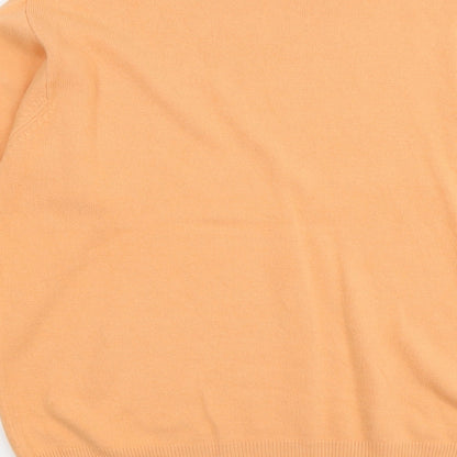 Belle Womens Orange Round Neck Acrylic Pullover Jumper Size L