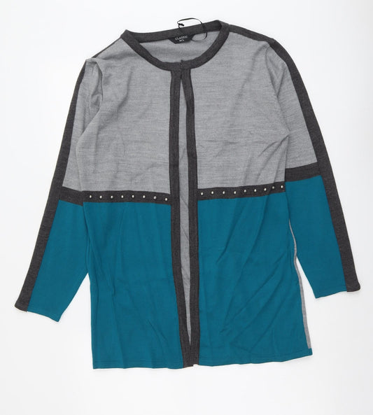 Classic Womens Multicoloured Round Neck Acrylic Cardigan Jumper Size M