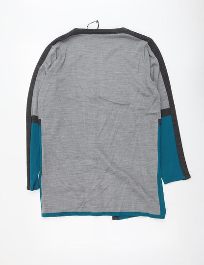 Classic Womens Multicoloured Round Neck Acrylic Cardigan Jumper Size M