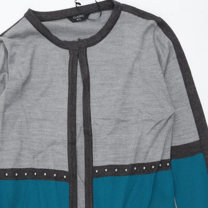 Classic Womens Multicoloured Round Neck Acrylic Cardigan Jumper Size M