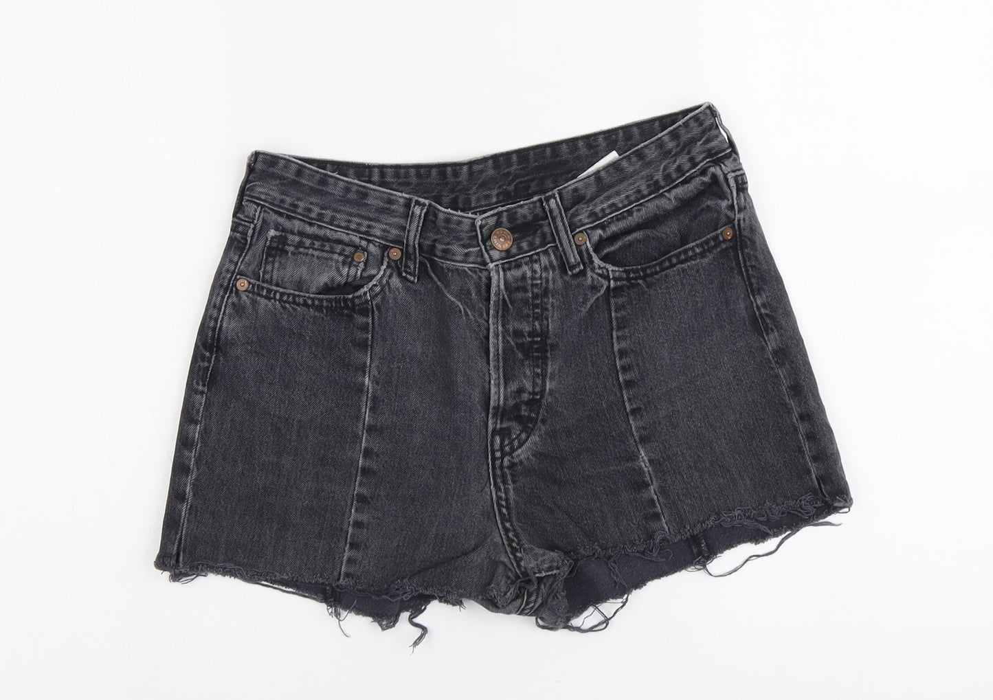 H&M Womens Grey Cotton Cut-Off Shorts Size 28 in L3 in Regular Button